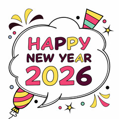 Happy new year 2026 colorful festive design