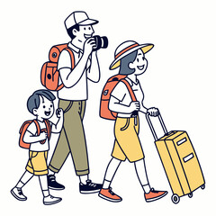 Happy family traveling together on vacation adventure
