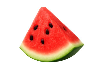 Fresh, ripe, red watermelon slice isolated on transparent background, perfect for summer projects