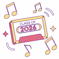 Class of 2026 cassette tape graduation music design