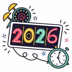 Happy new year 2026 colorful festive design