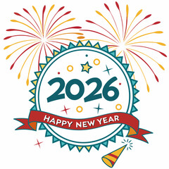 Happy new year 2026 fireworks celebration design