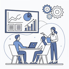 Business team meeting presentation data analysis strategy