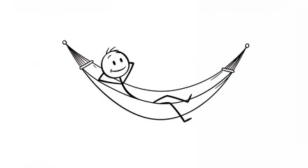 Stick figure relaxing in hammock illustration