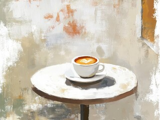 flawless visual of cup of coffee at cafe table