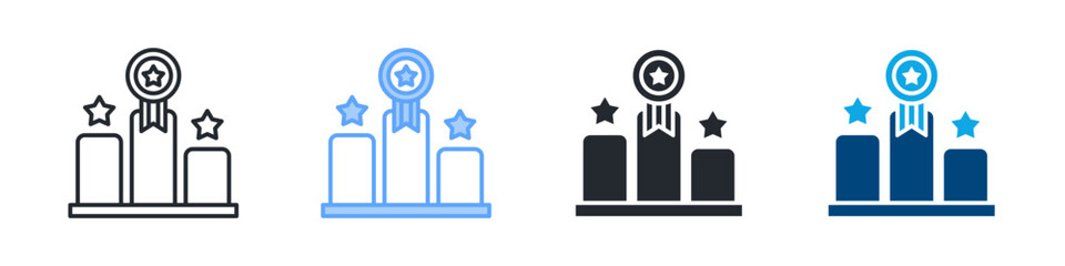 Competitive Icon Set Multiple Style. Design In Outline, Blue, Glyph, Dual Tone