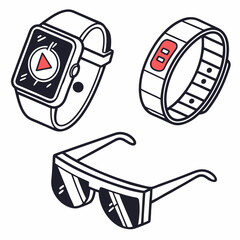 Stylish smartwatch fitness tracker sunglasses design elements
