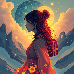 New Beginnings, Young Woman Embarking on a Journey