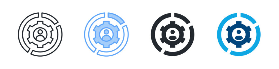 Segmentation Icon Set Multiple Style. Design In Outline, Blue, Glyph, Dual Tone