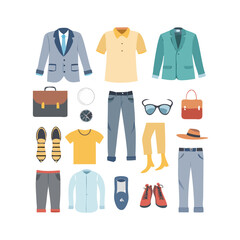 Menswear fashion outfit collection isolated on white background