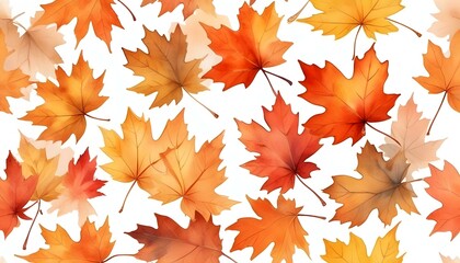 Obraz premium Seamless pattern of colorful autumn leaves, a gentle watercolor texture