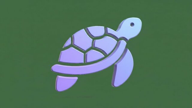 Stylized 3D Sea Turtle Icon on a Calm Green Background, Cute and Modern
