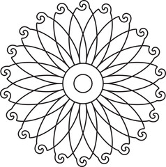 outline floral mandala coloring vector design  