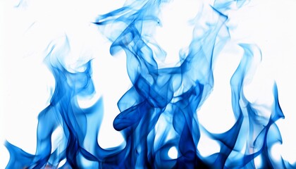 vivid blue flames burning bright against on white and transparent background