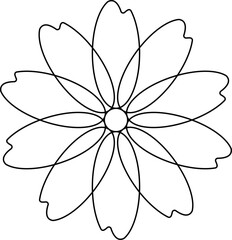 Flower outline drawing simple floral petal design for coloring