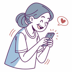 Happy woman using smartphone receiving good news love message