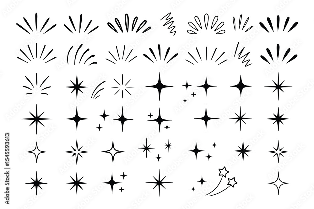 Poster sparkling starburst vector element collection shining brightly on white background design