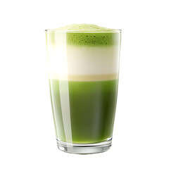 Layered Green Beverage in a Glass with Frothy Top
