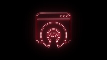 Glowing neon Open Source icon animation with black background. HD animated outline collaborative code and free software symbol video loop