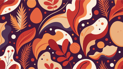 Abstract leaves and shapes in warm autumn color palette