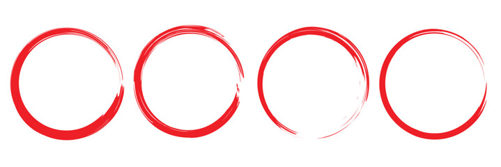 Black Red Zen Circle Brush Logo, Sign, Icon Vector Design Illustration. Circle Brush Zen, Sign, Icon Set Vector Illustration Template. 