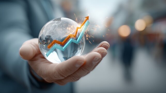 Business growth forecasts urban landscape infographic visuals economic environment close-up perspective data insights
