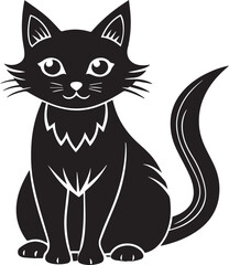 Obraz premium halloween cat silhouette vector icon, halloween cat vector, halloween cat illustration black and white