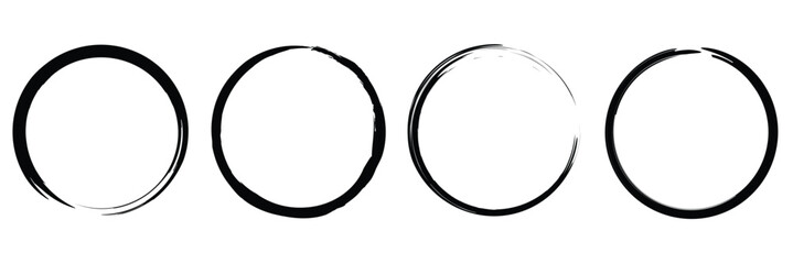 Black Red Zen Circle Brush Logo, Sign, Icon Vector Design Illustration. Circle Brush Zen, Sign, Icon Set Vector Illustration Template. 