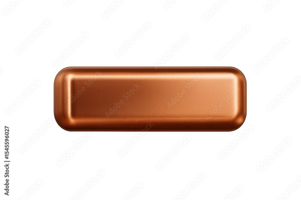 Poster gleaming copper button with smooth rounded edges, transparent background, suitable for web interface