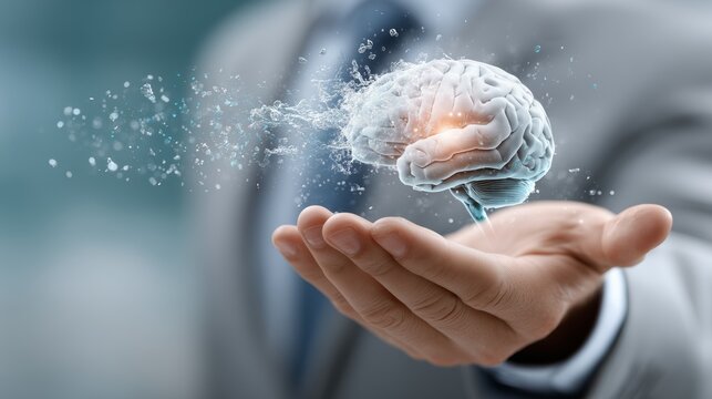Innovative concept of brain as a source of ideas business environment digital art futuristic viewpoint