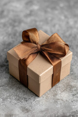 A Small Present with a Brown Ribbon