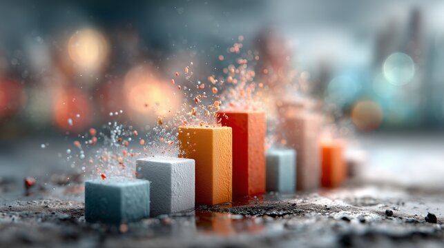 Dynamic growth trends in business analytics urban setting digital art futuristic close-up progress visualization