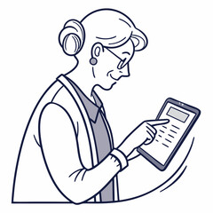 Elderly woman using tablet digital device technology