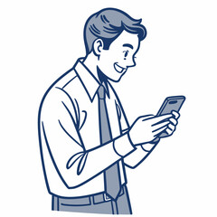 Professional businessman using smartphone transparent cutout