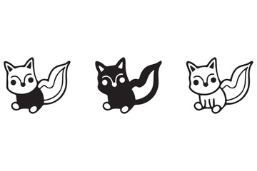 Fox cartoon doodle art vector drawing on white background