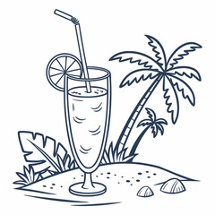 Tropical beach cocktail drink summer vacation graphic
