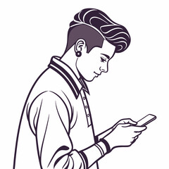 Stylish young man using smartphone modern profile