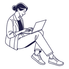 Woman sitting cross legged using laptop computer