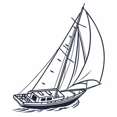 Elegant sailing yacht line art illustration