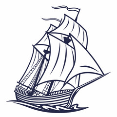 Classic sailing ship nautical vector illustration