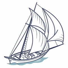 Elegant sailing vessel line art illustration
