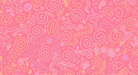 Abstract Pink Background with Doodle Pattern Design