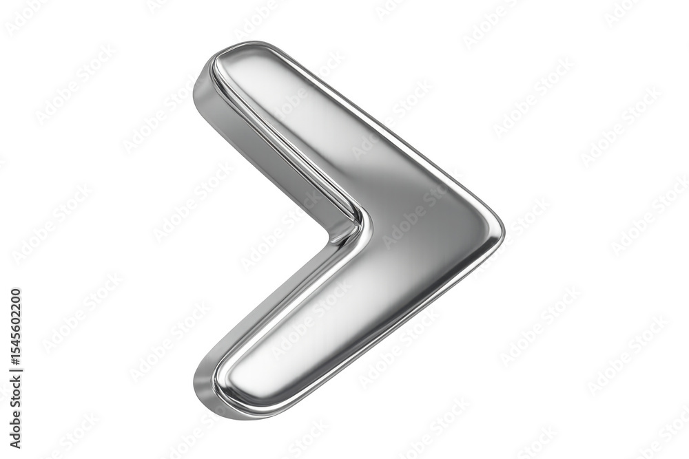Poster chrome arrow pointing to the right on transparent background, perfect for indicating direction or pr