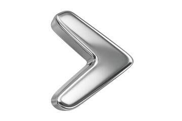 Fototapeta premium Chrome arrow pointing to the right on transparent background, perfect for indicating direction or progress