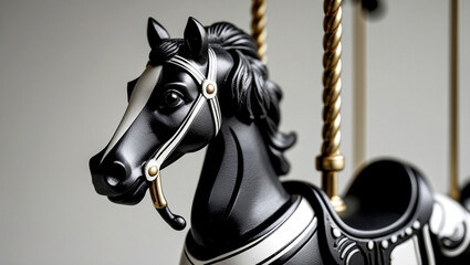 Elegant Carousel Horse with Black and White Detail