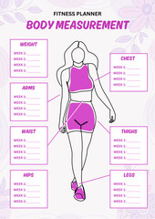 Professional Fashion Model Body Measurements Chart Vector Illustration

