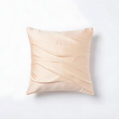 Elegant Beige Pillow with Pleated Design on White Backdrop for Home Decor