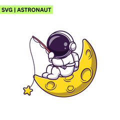 A whimsical astronaut vector design illustrating an astronaut riding a rocket through space, emphasizing excitement and imagination in a playful artistic style.