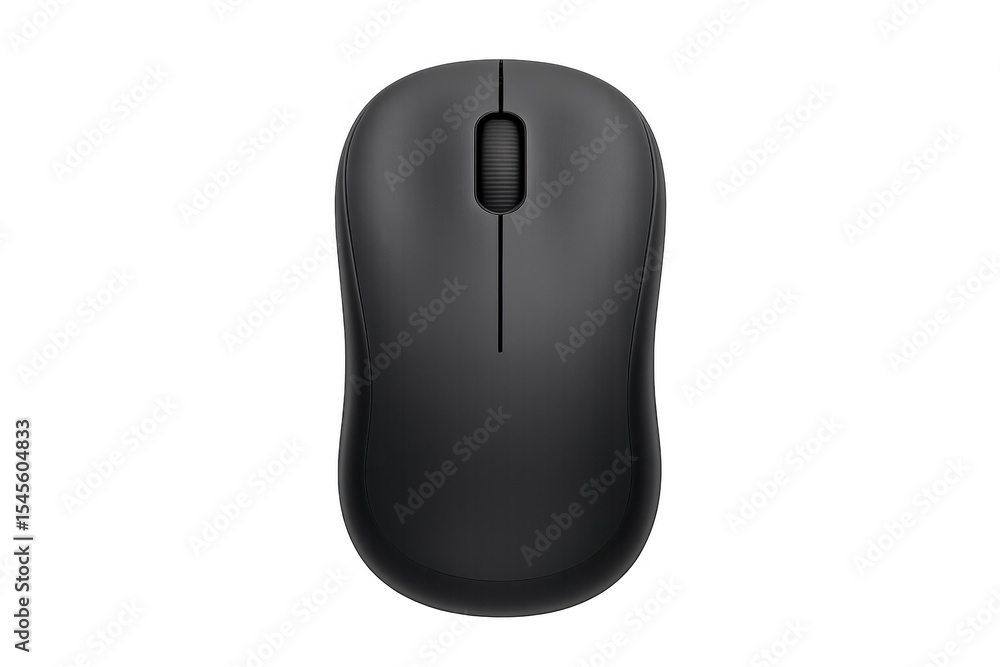 Poster black wireless computer mouse isolated on transparent background, perfect for graphic design project