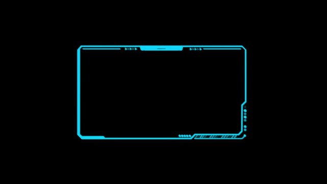 Universal Technology Line and frame Video overlay Futuristic HUD Head up display interface template with basic geometry line element. Video template widescreen aspect ratio